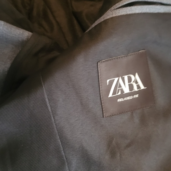 Blue textured two button relaxed fit Zara mens nwot blazer size 36 - Picture 12 of 14